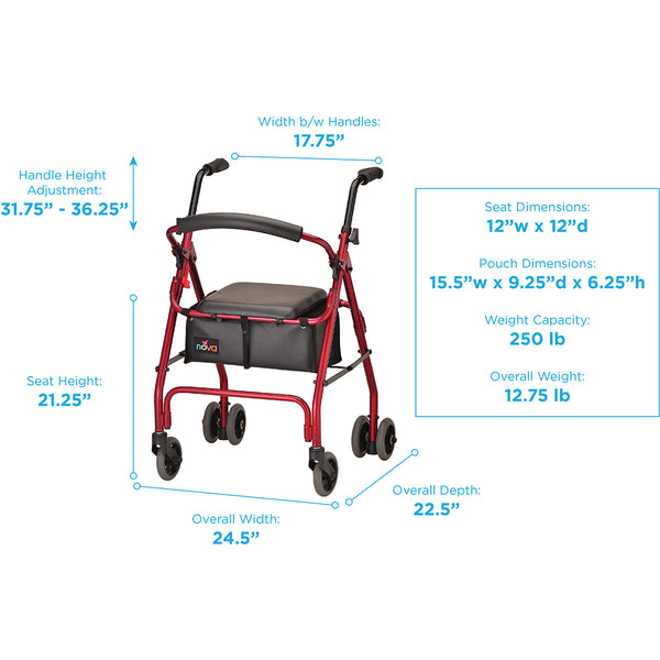 Cruiser Classic Rolling Walker- Red