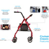 Cruiser Classic Rolling Walker- Red