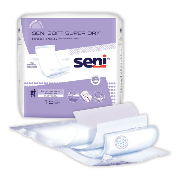 Seni Soft Super Dry Hygienic Underpads, 23" x 35", 30/PK
