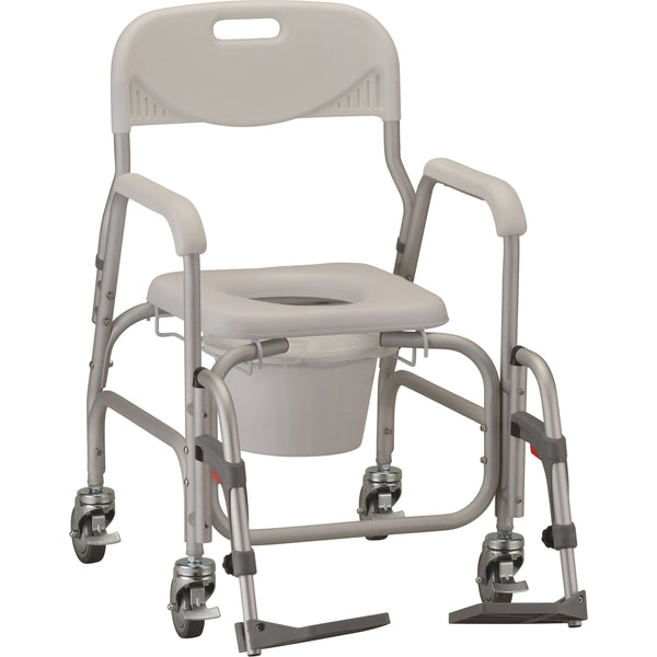 Shower Chair & Commode, Padded Seat & Swing Away Footrests