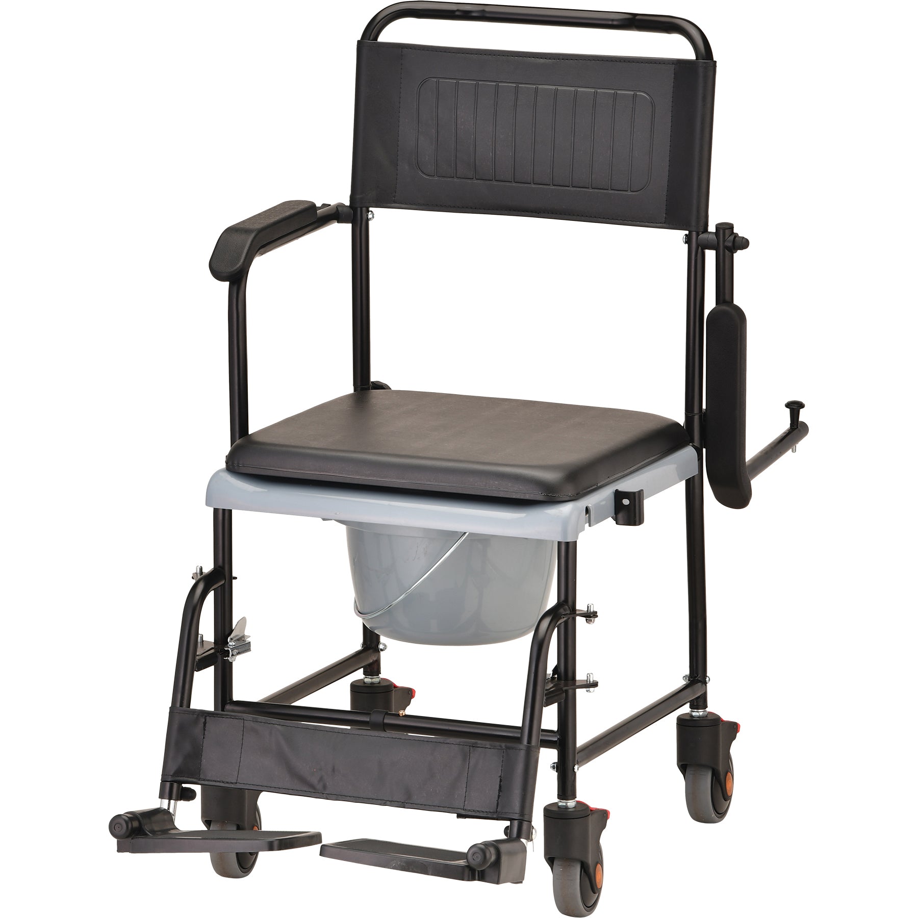 DropArm Transport Chair Commode with Wheels