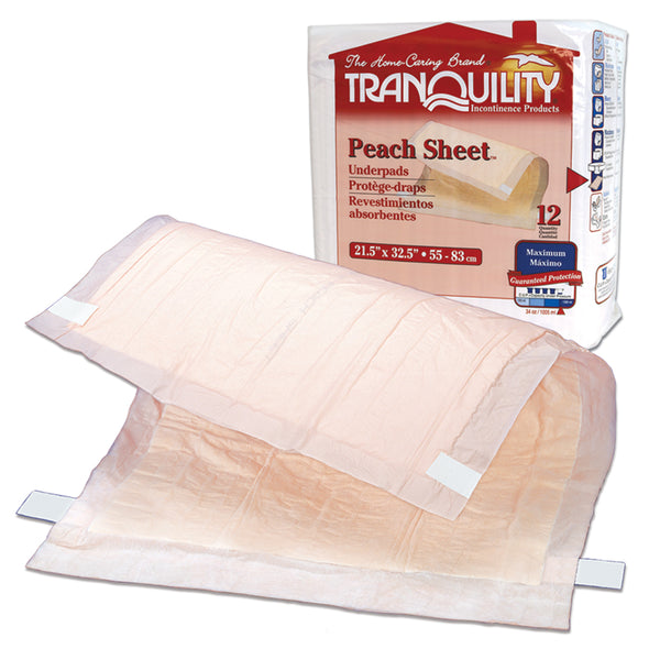 Tranquility Peach Sheet Underpads, Size 21.5" x 32.5"