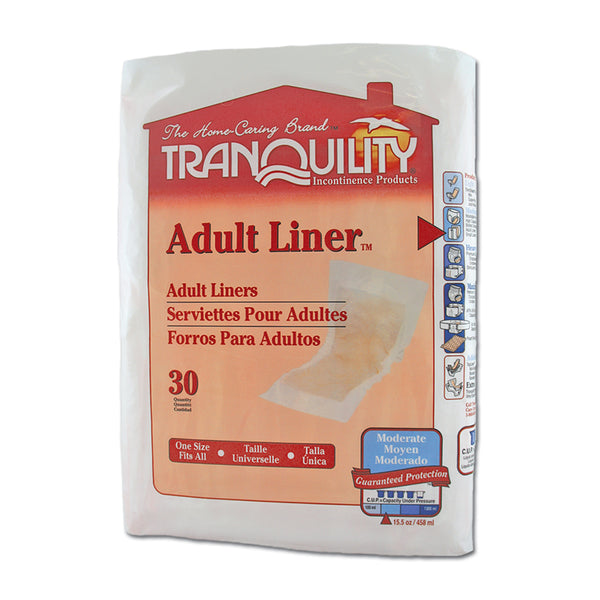 Tranquility Adult Liners, 24" x 9", Moderate Absorbency