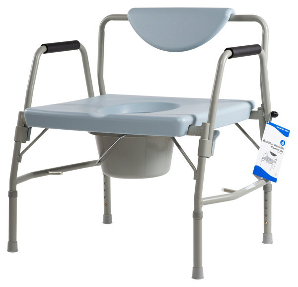 Bariatric Drop-Arm Folding Commode - Steel Frame