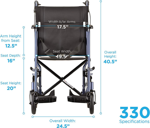 Lightweight Transport Chair with 20" Seat