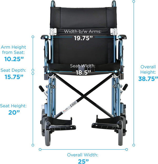 Nova 19" Transport Chair with Removable Desk Arms
